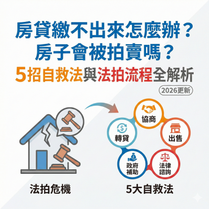 房貸繳不出來怎麼辦？房子會被拍賣嗎？5招自救法與法拍流程全解析 (2026更新)