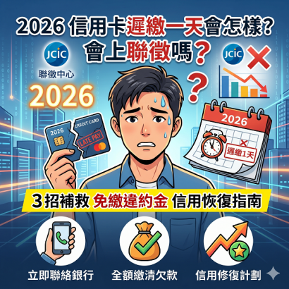 2026信用卡遲繳一天會怎樣？會上聯徵嗎？3招補救免繳違約金與信用恢復指南