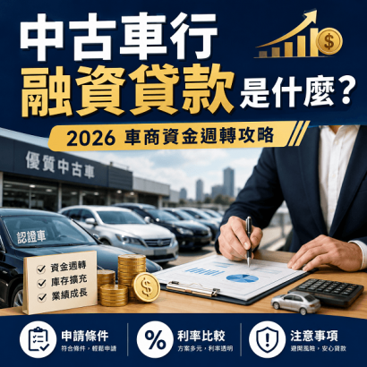 中古車行融資貸款是什麼？2026 車商資金週轉攻略｜申請條件、利率與注意事項