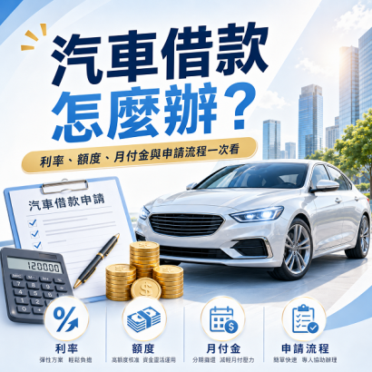 汽車借款怎麼辦？利率、額度、月付金與申請流程一次看