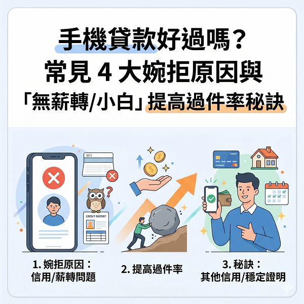 手機貸款好過嗎?常見 4 大婉拒原因與「無薪轉/小白」提高過件率秘訣