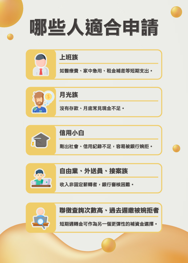 哪些人適合申請短期週轉金？