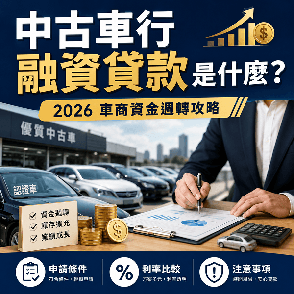 中古車行融資貸款是什麼？2026 車商資金週轉攻略｜申請條件、利率與注意事項