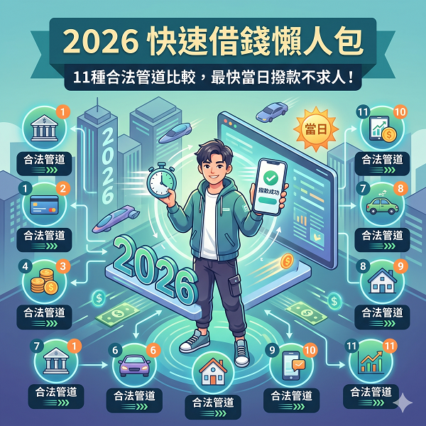 2026 快速借錢懶人包｜11種合法管道比較，最快當日撥款不求人！